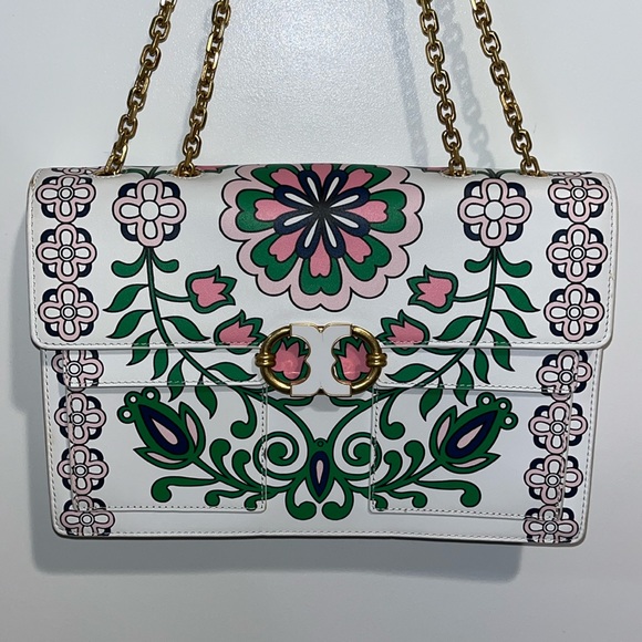 PRICE IS FIRM! Tory Burch Gemini Link Chain Printed Leather Crossbody - Picture 3 of 17